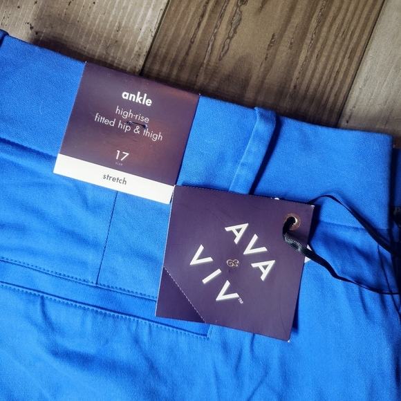 NWT Ava & Viv Blue High Rise Ankle Pant Size 17 - Picture 7 of 16